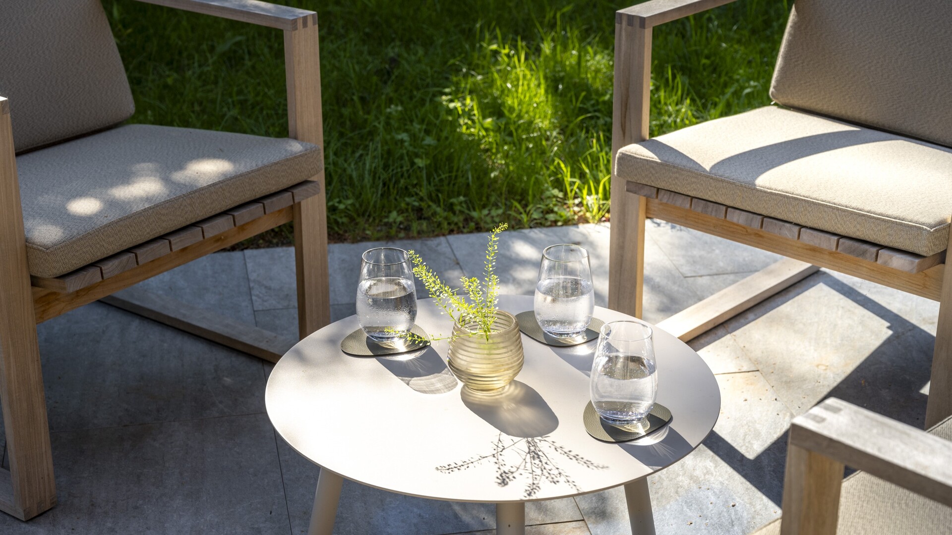 Lounge on the Buchensaal terrace at Seegut Zeppelin in Friedrichshafen